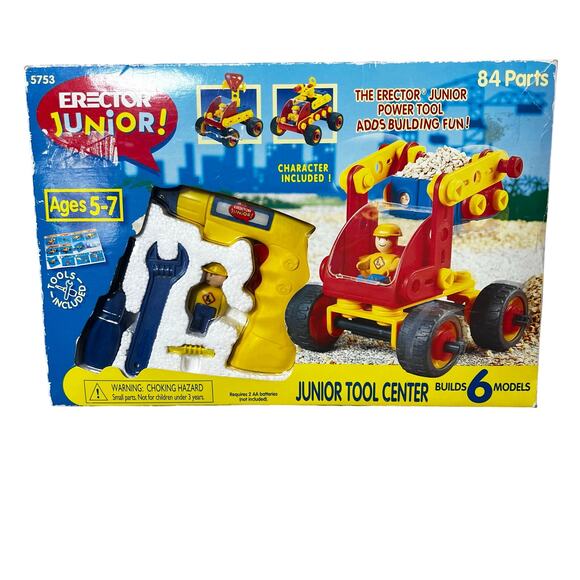 Vintage 90s Meccano Erector Junior power tool center building set NEW - Picture 1 of 6